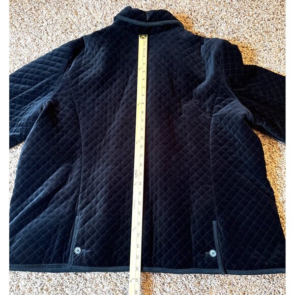 Chaps Jacket Black Velveteen Quilt Diamond Print Buttons Pockets Lined Size 3X - Picture 7 of 16